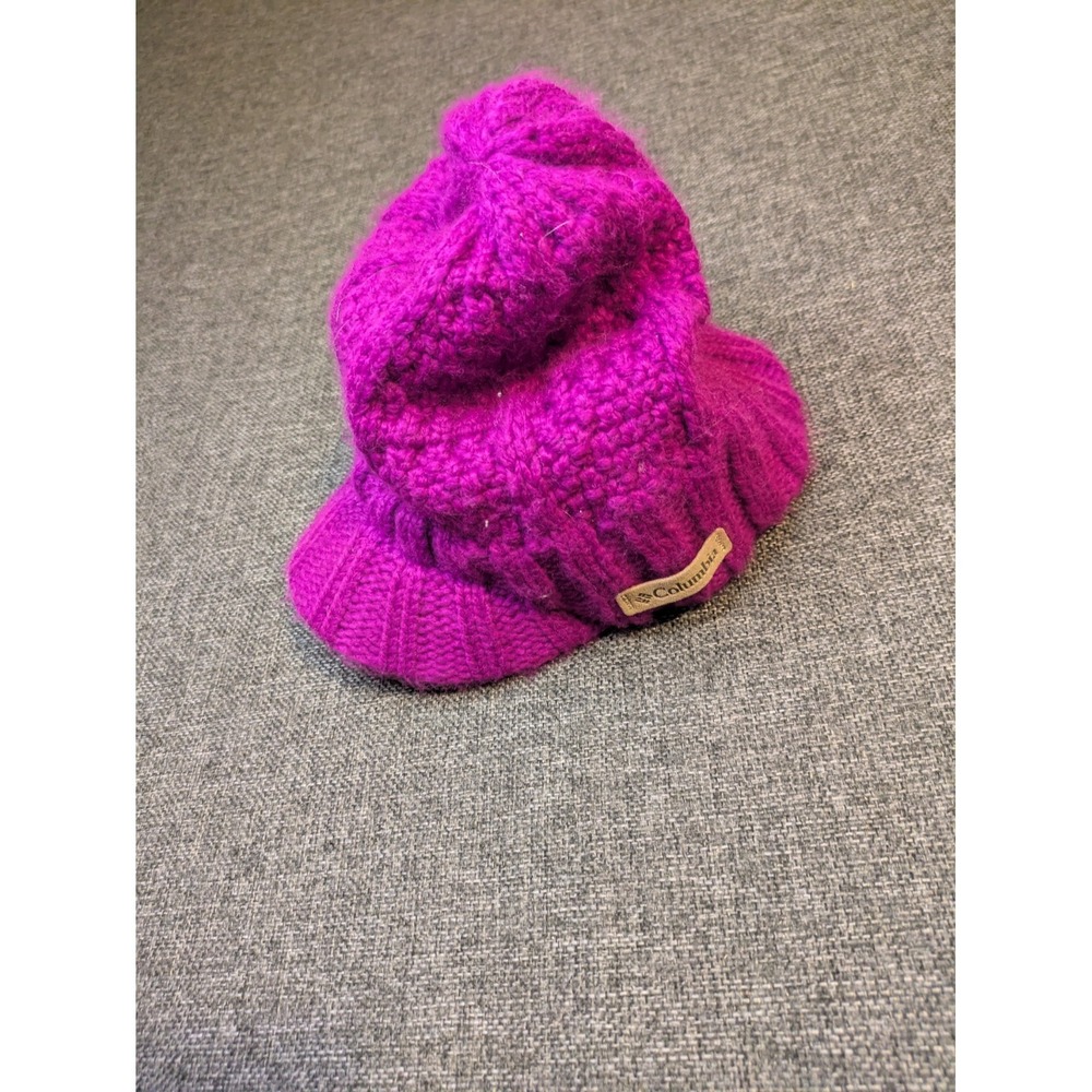 Columbia Magenta Knit Beanie Hat Purple Cabbie‎ Brim Cap Women's